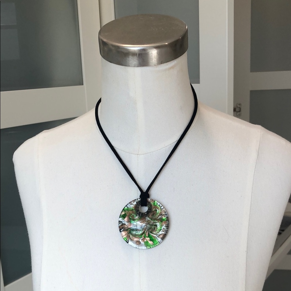 Green and Black Swirl Pendant Necklace